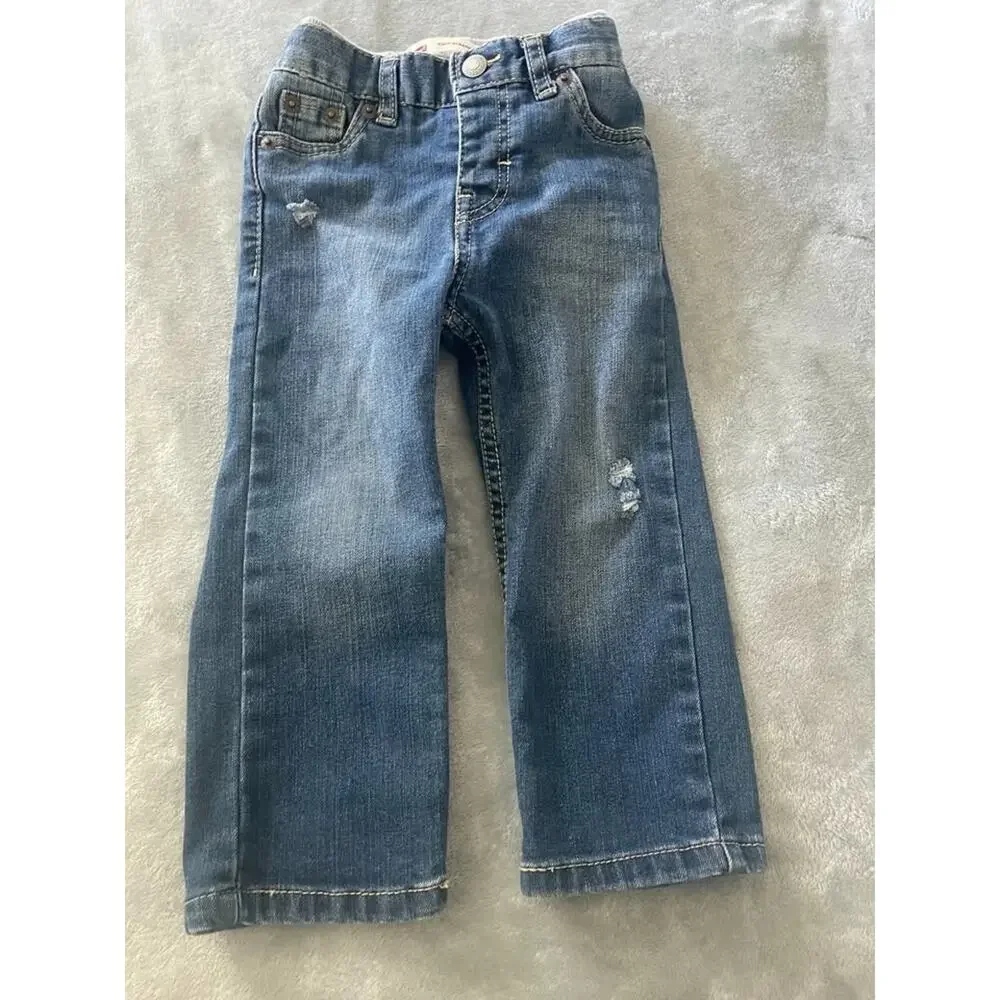 Levi’s 514 Toddler Jeans + OshKosh Baja Stripe Hoodie Outfit 18M Boys Girls